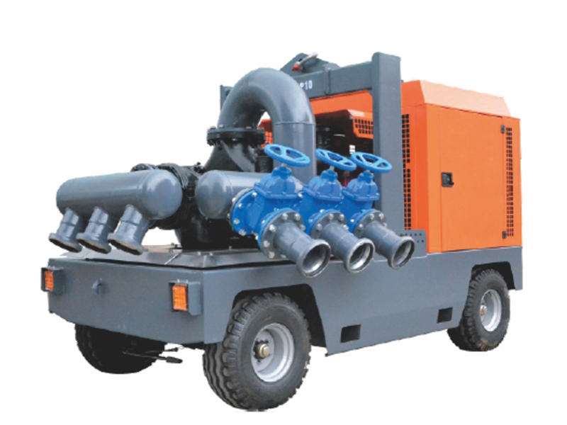 半架式四輪移動(dòng)排澇泵車(chē)(P10自吸泵)+分水器